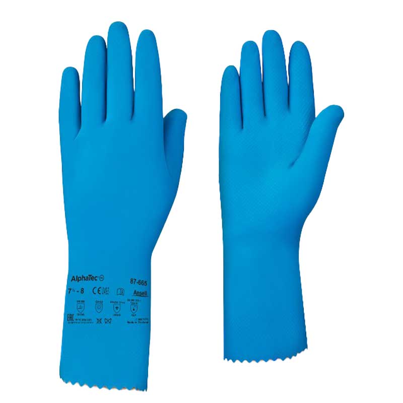 Ansell AlphaTec 87-665 Blue Fishscale Chemical-Resistant Gloves